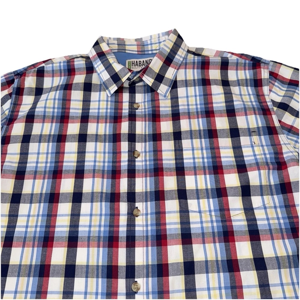 Haband Shirt Men's  Plaid Button Down Pockets Western Rodeo Cowboy Multicolor L